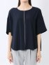 バイカラー 半袖プルオーバーブラウス