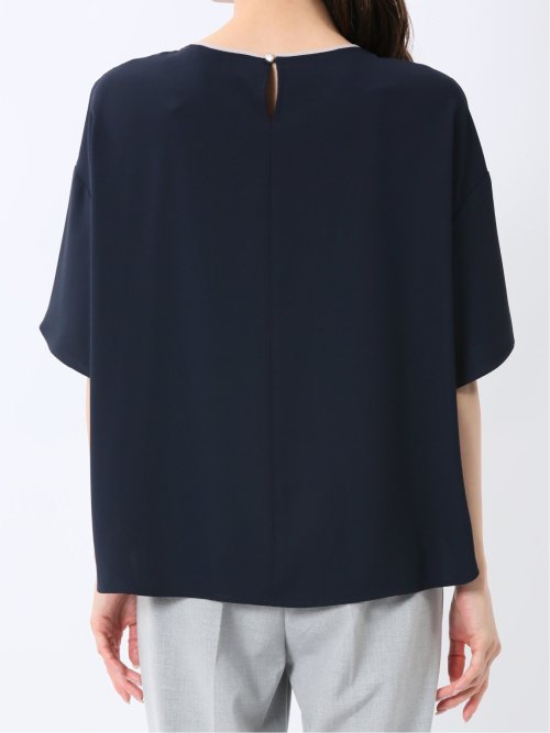 バイカラー 半袖プルオーバーブラウス