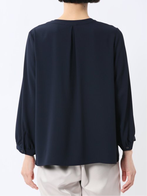 ピンタック 8分袖プルオーバーブラウス