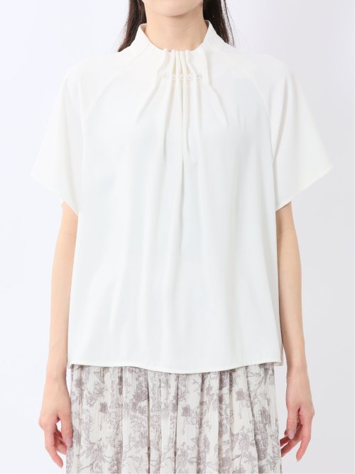 タックパール 半袖プルオーバーブラウス