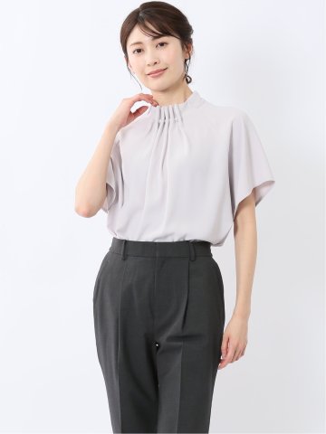 タックパール 半袖プルオーバーブラウス