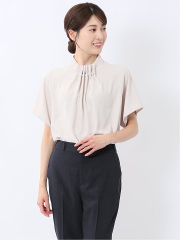 タックパール 半袖プルオーバーブラウス
