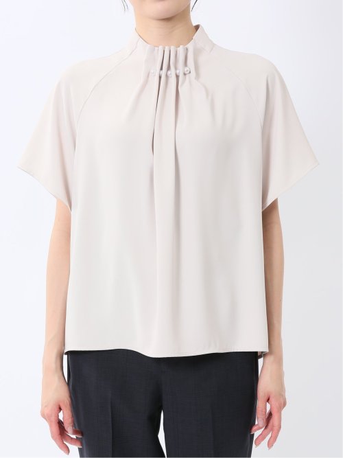 タックパール 半袖プルオーバーブラウス