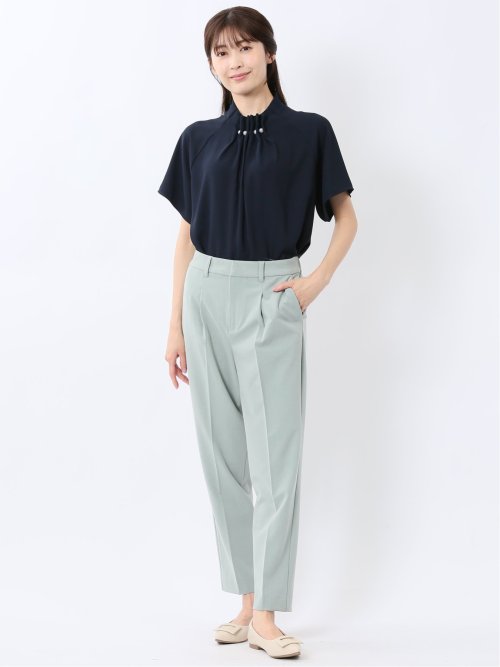 タックパール 半袖プルオーバーブラウス