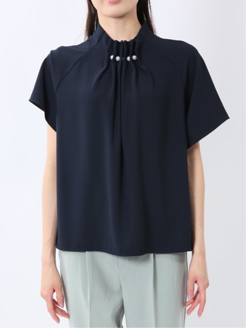 タックパール 半袖プルオーバーブラウス