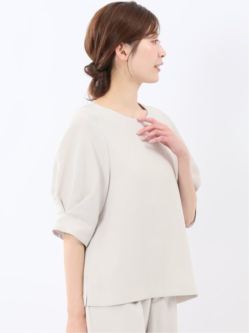 トリアセライク 半袖 プルオーバーブラウス(セットアップ可能)