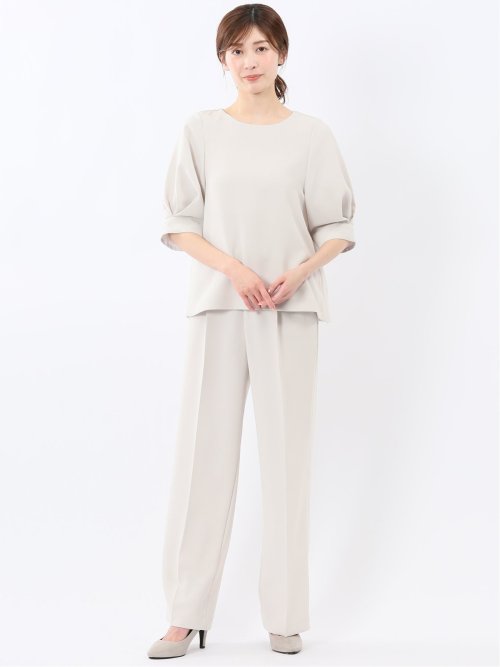 トリアセライク 半袖 プルオーバーブラウス(セットアップ可能)