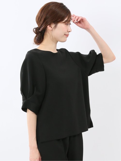 トリアセライク 半袖 プルオーバーブラウス(セットアップ可能)