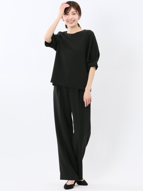 トリアセライク 半袖 プルオーバーブラウス(セットアップ可能)