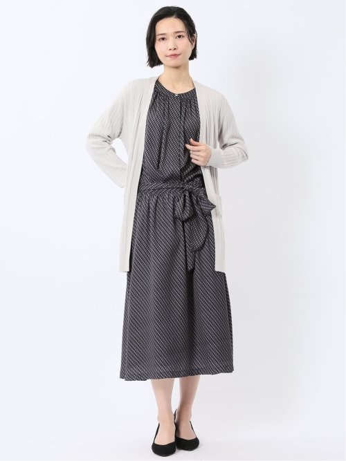 プリント バンドカラー 8分袖比翼ブラウス