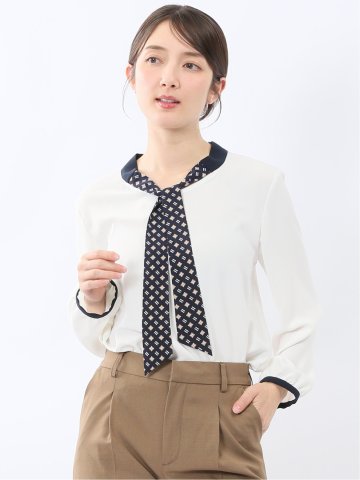 スカーフタイ プルオーバーブラウス