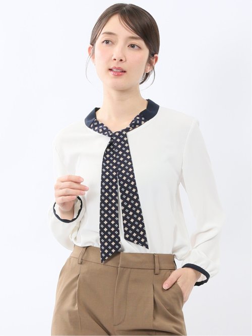 スカーフタイ プルオーバーブラウス