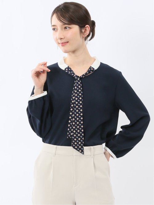 スカーフタイ プルオーバーブラウス
