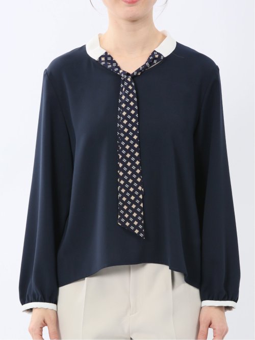 スカーフタイ プルオーバーブラウス