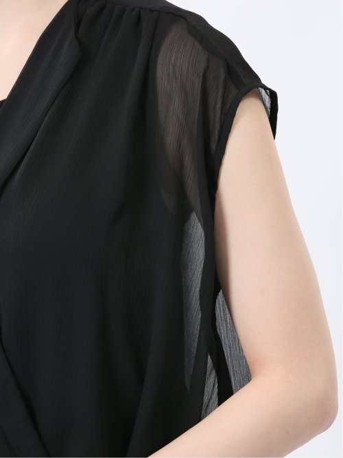 楊柳二重 ノースリ プルオーバーブラウス