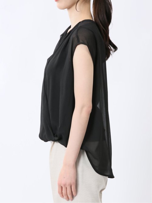 楊柳二重 ノースリ プルオーバーブラウス