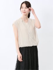 楊柳二重 ノースリ プルオーバーブラウス