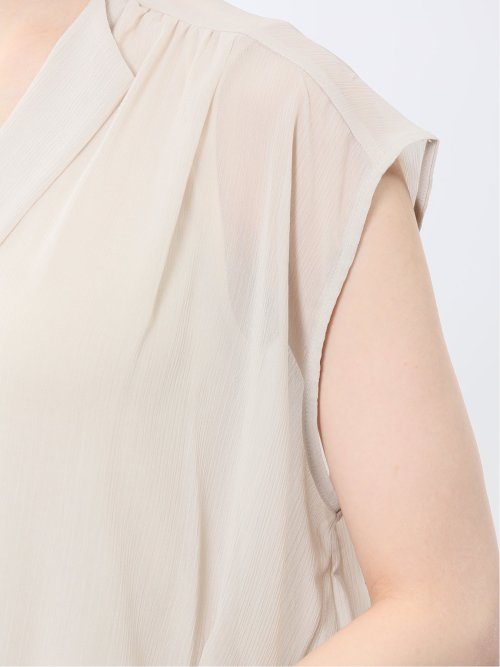 楊柳二重 ノースリ プルオーバーブラウス