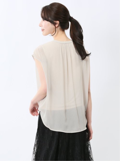 楊柳二重 ノースリ プルオーバーブラウス