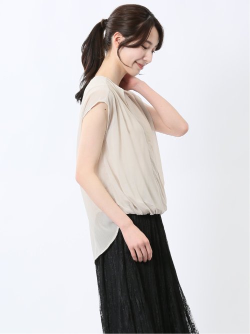 楊柳二重 ノースリ プルオーバーブラウス