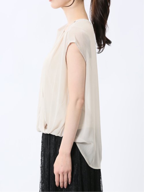 楊柳二重 ノースリ プルオーバーブラウス