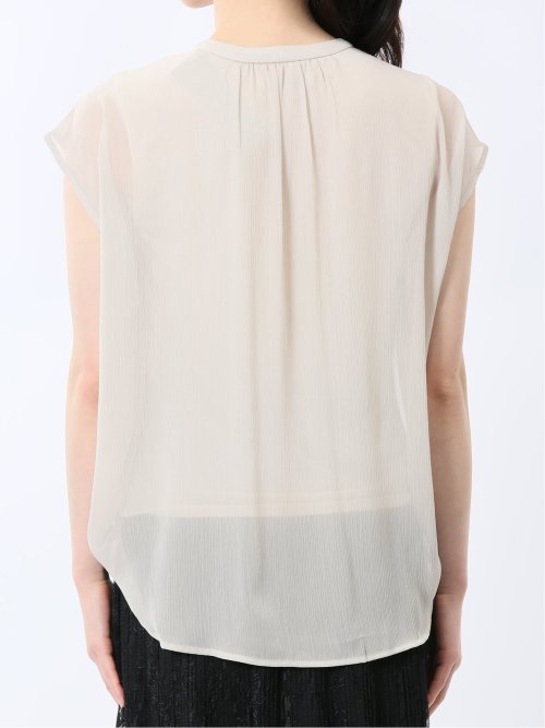 楊柳二重 ノースリ プルオーバーブラウス