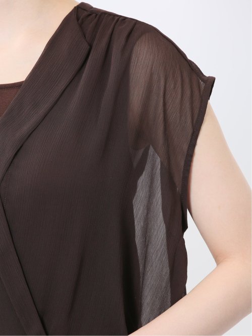 楊柳二重 ノースリ プルオーバーブラウス