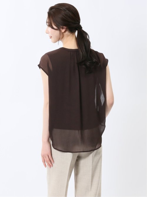 楊柳二重 ノースリ プルオーバーブラウス