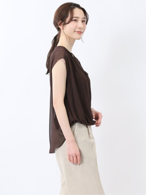 楊柳二重 ノースリ プルオーバーブラウス