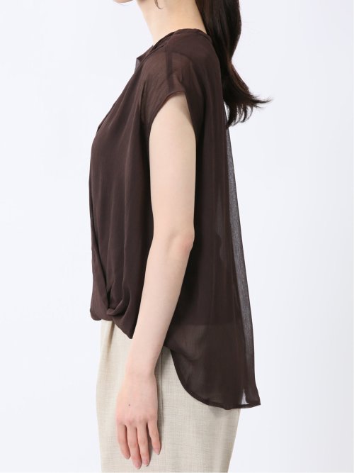 楊柳二重 ノースリ プルオーバーブラウス