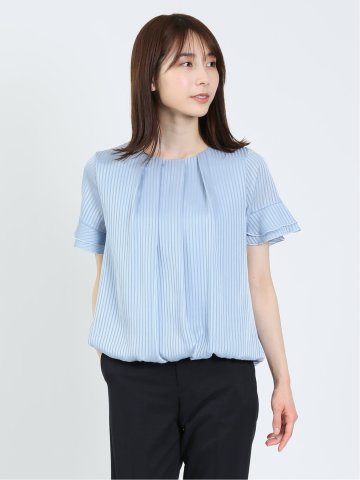 シフォンドビー クルー半袖プルオーバーブラウス