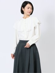 フリルカラー 前開きブラウス