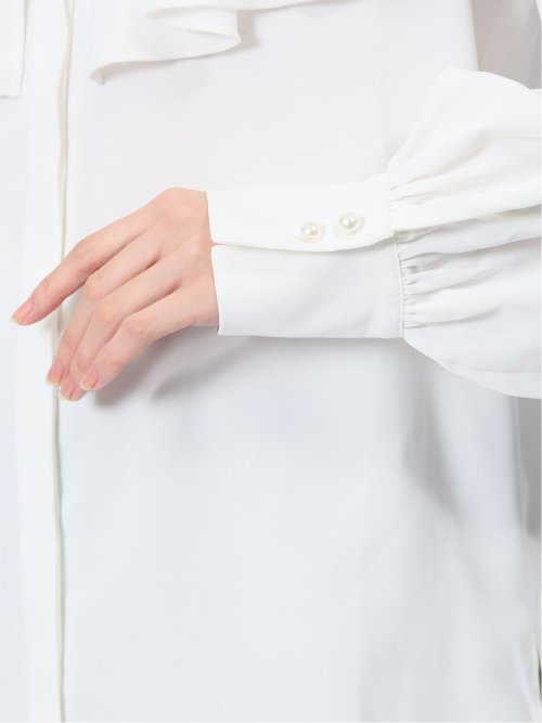 フリルカラー 前開きブラウス