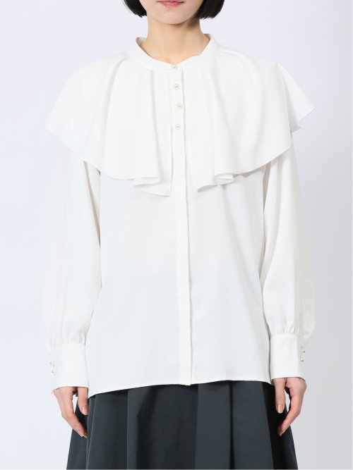 フリルカラー 前開きブラウス