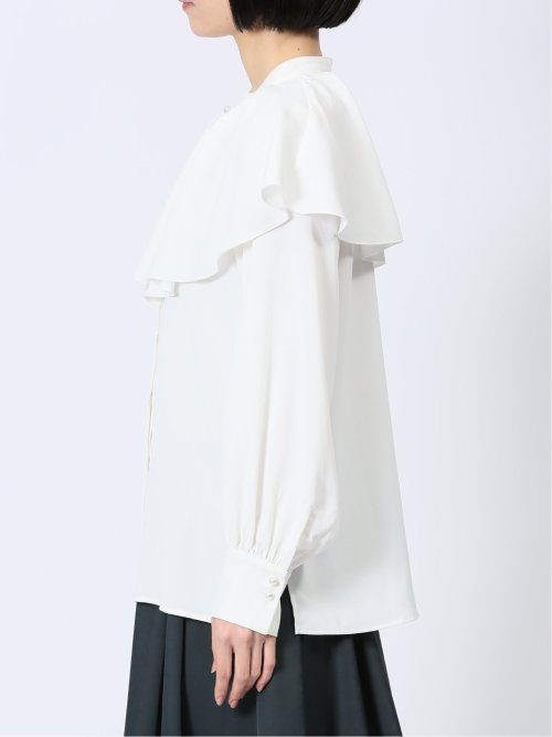 フリルカラー 前開きブラウス