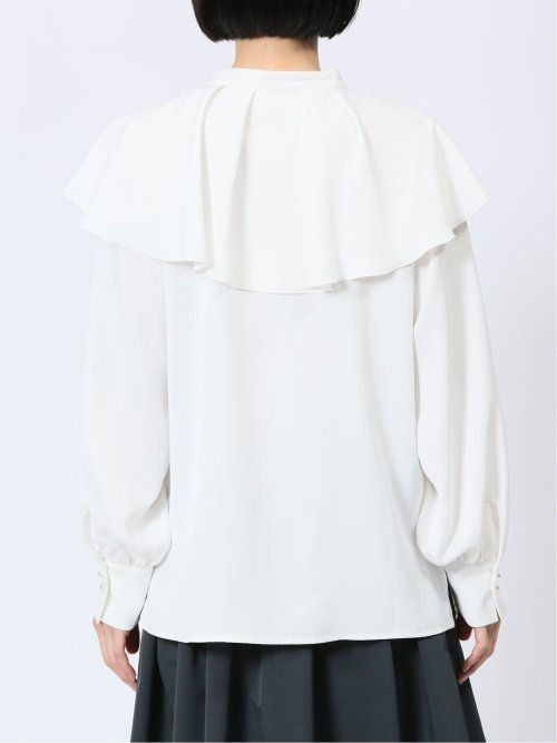 フリルカラー 前開きブラウス