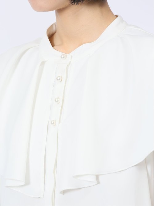 フリルカラー 前開きブラウス