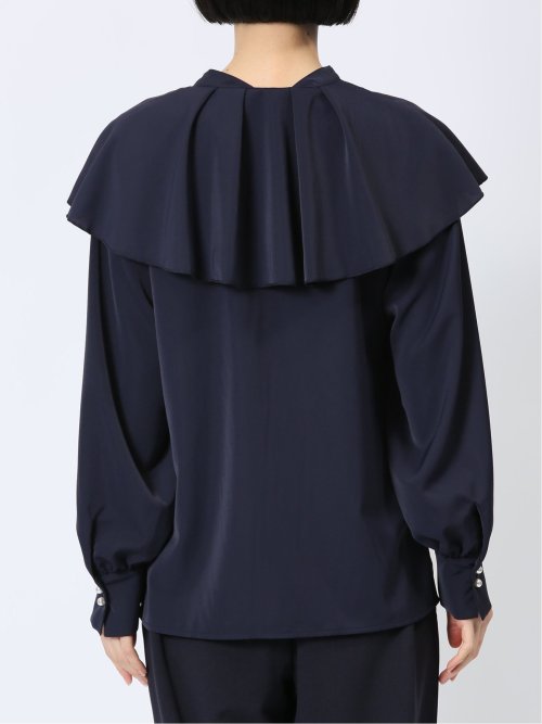 フリルカラー 前開きブラウス