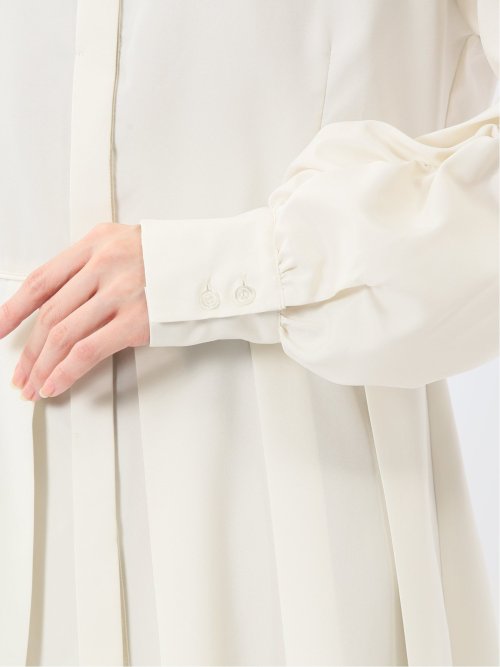 タック 前開き 長袖ブラウス