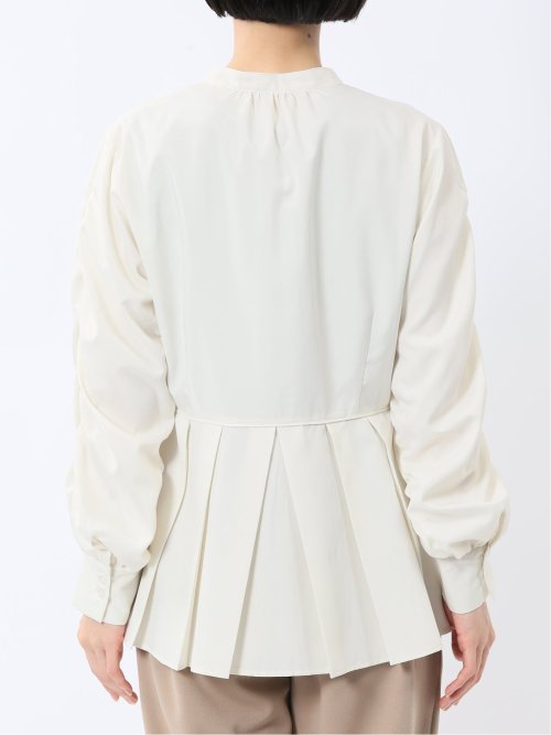 タック 前開き 長袖ブラウス