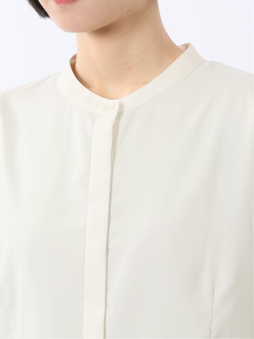 タック 前開き 長袖ブラウス