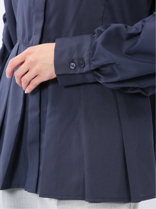 タック 前開き 長袖ブラウス