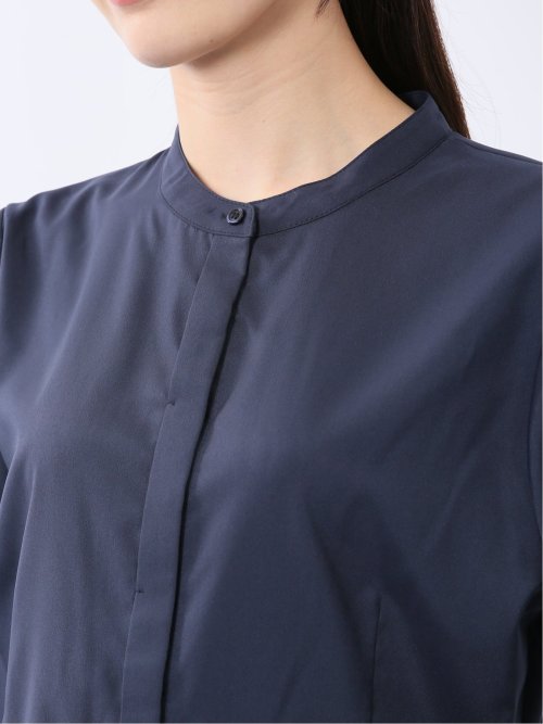 タック 前開き 長袖ブラウス
