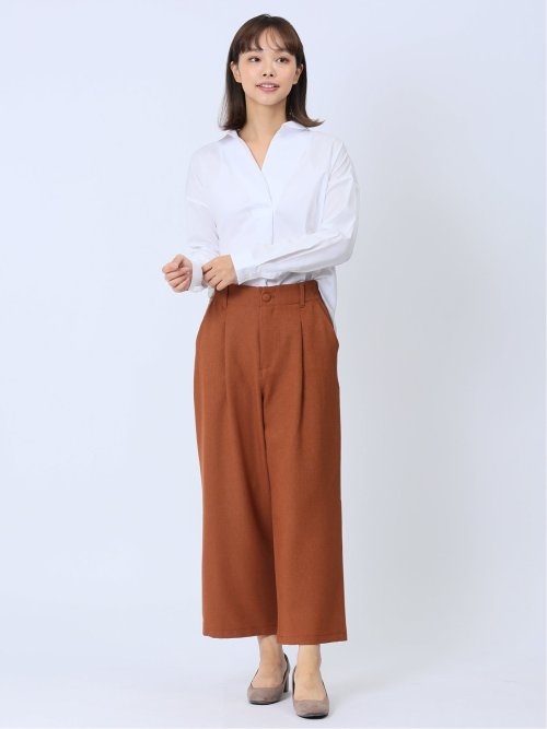 【WEB限定】形態安定 スキッパープルオーバー長袖ブラウス