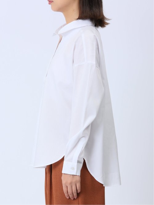 【WEB限定】形態安定 スキッパープルオーバー長袖ブラウス