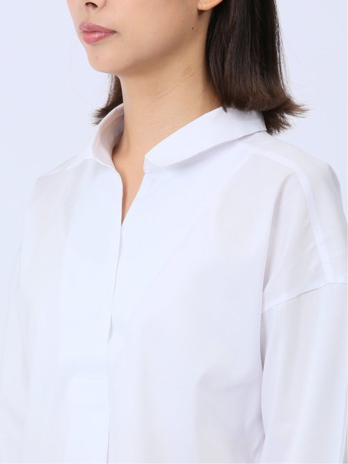 【WEB限定】形態安定 スキッパープルオーバー長袖ブラウス