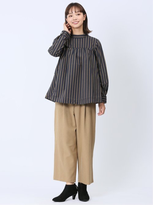 【WEB限定】起毛 スタンドカラープルオーバー長袖ブラウス