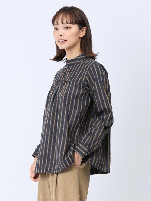 【WEB限定】起毛 スタンドカラープルオーバー長袖ブラウス