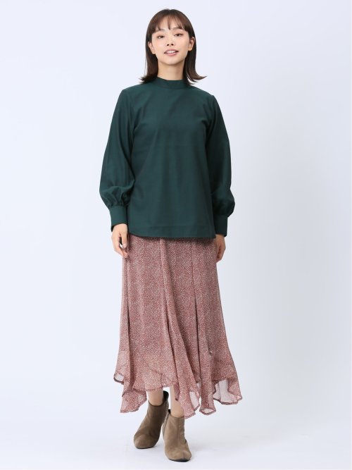 【WEB限定】起毛 スタンドカラープルオーバー長袖ブラウス