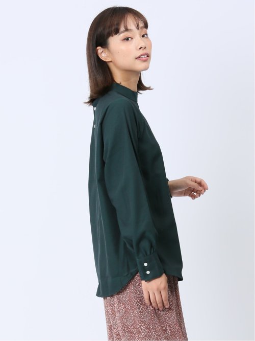 【WEB限定】起毛 スタンドカラープルオーバー長袖ブラウス